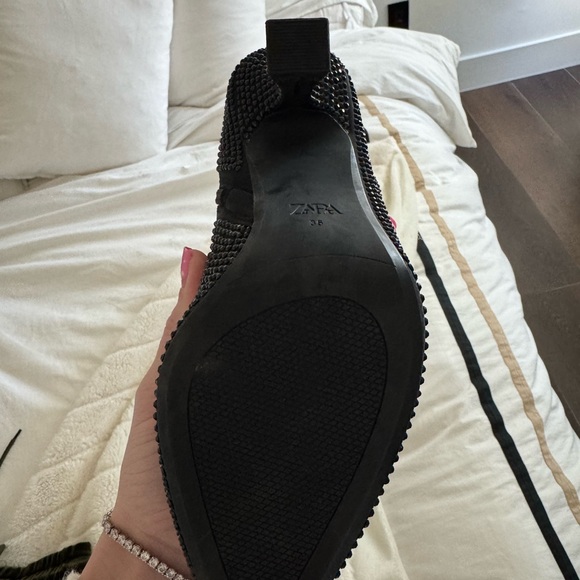 Zara Black Sparkling Heeled Boots - Picture 6 of 9